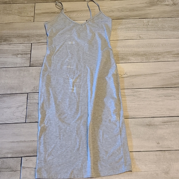 🐧 Shein grey cotton midi bodycon dress🧁🍋🎀🦄🪻🍍🍓🦉 - Picture 2 of 3